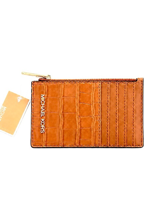 Michael Kors Handbags - Michael Kors Croc Embossed Jet Set Travel Medium Top-Zip Card Case